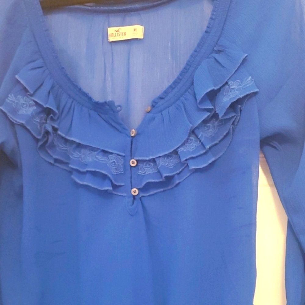 Royal Blue Sheer Ruffle Top